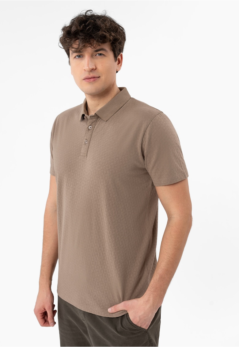 Tricou polo barbati din bumbac - Regular Fit - O-Lambo - bej - Bej