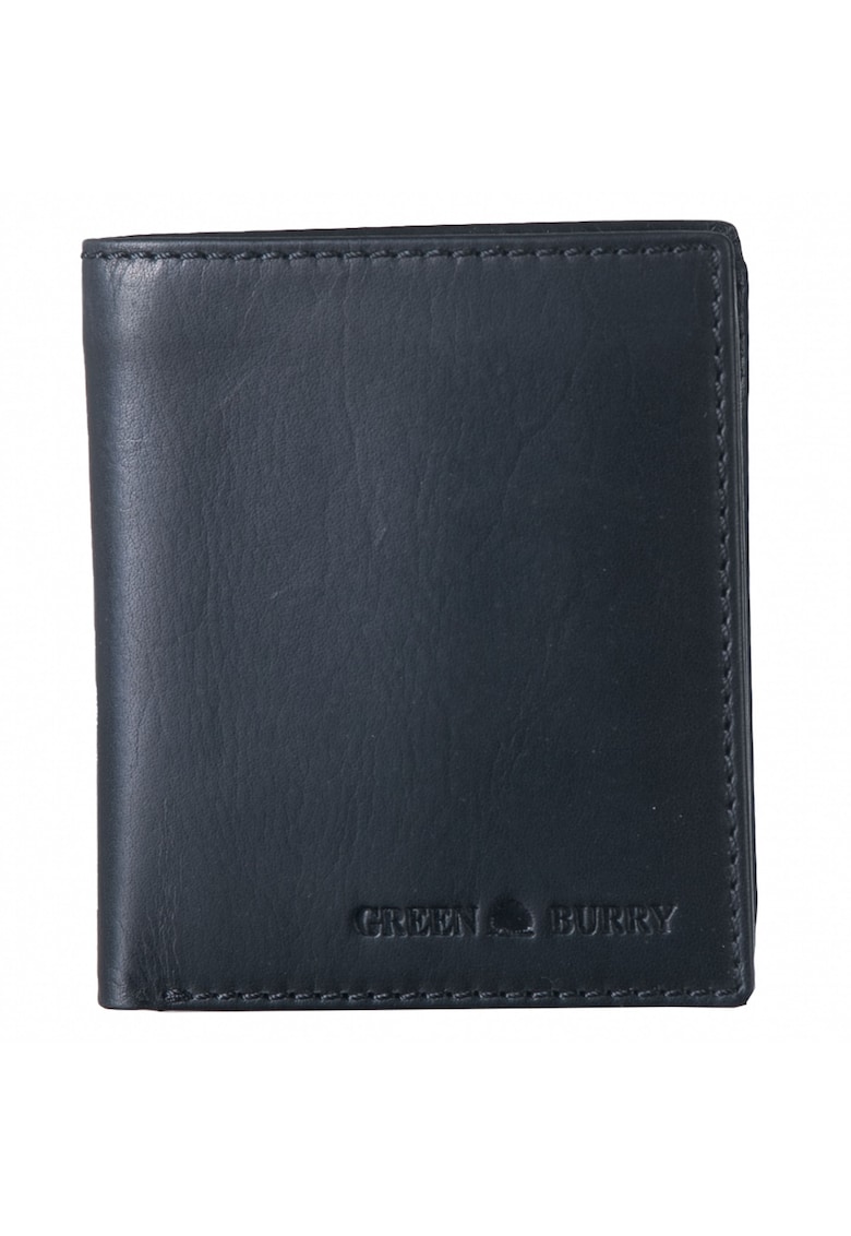 Portofel barbati piele naturala negru 9.8 x 11 x 2 cm - Pure Black -