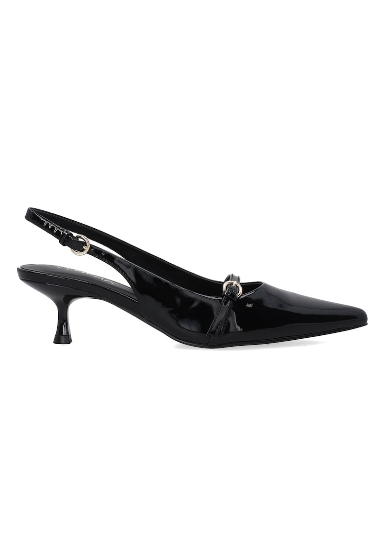 Pantofi stiletto din piele lacuita si varf rotund