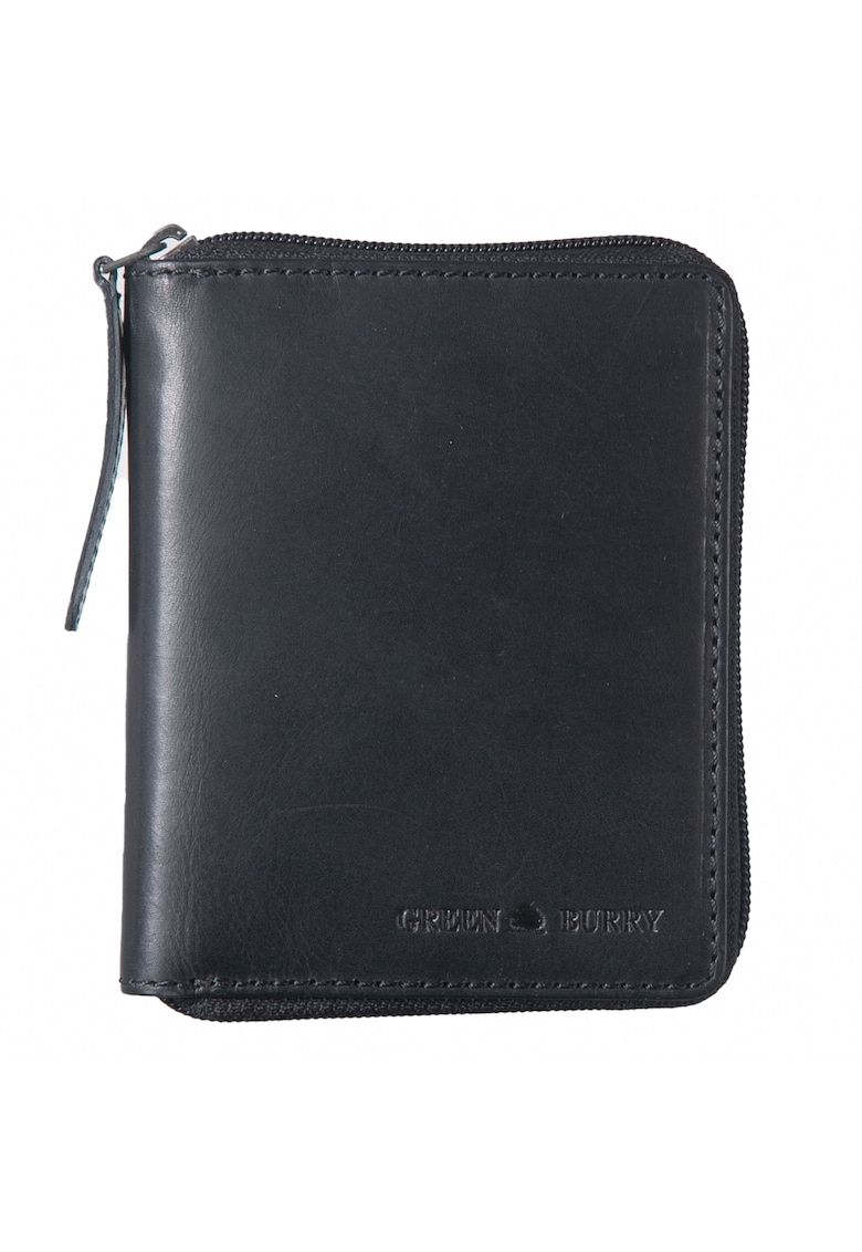 Portofel unisex piele naturala negru 10.5 x 13 x 2.5 cm - Pure Black -