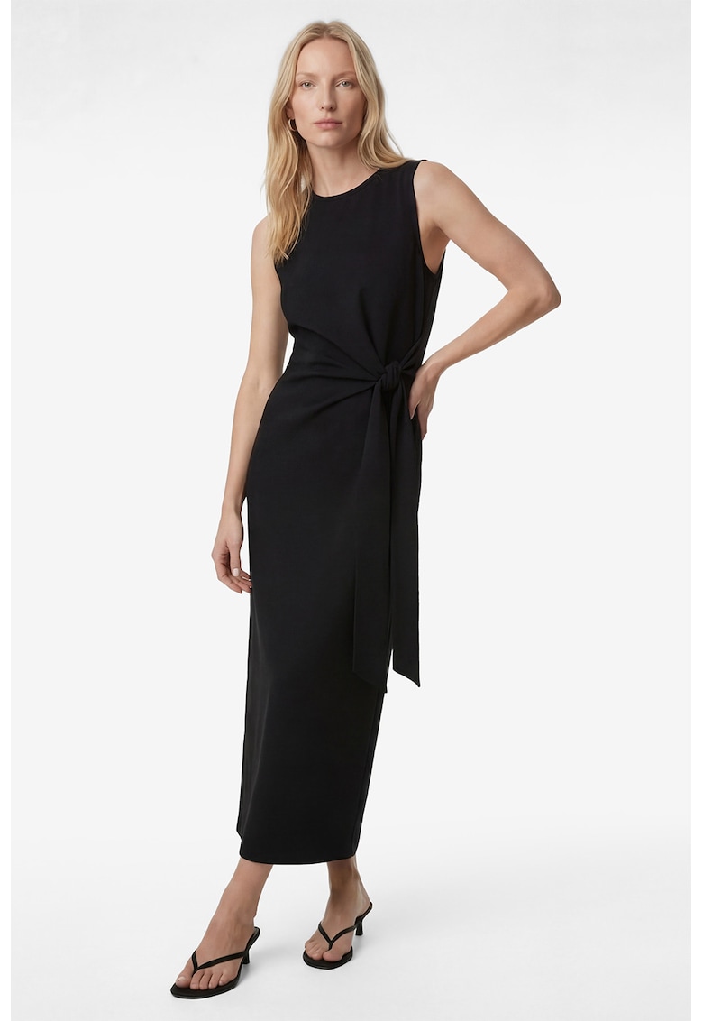 Rochie lunga cu nod frontal - Negru