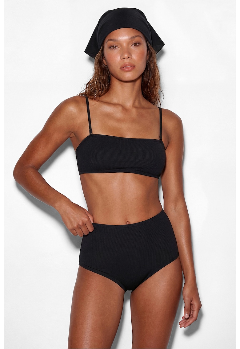 Slip hipster cu talie inalta - Negru stins