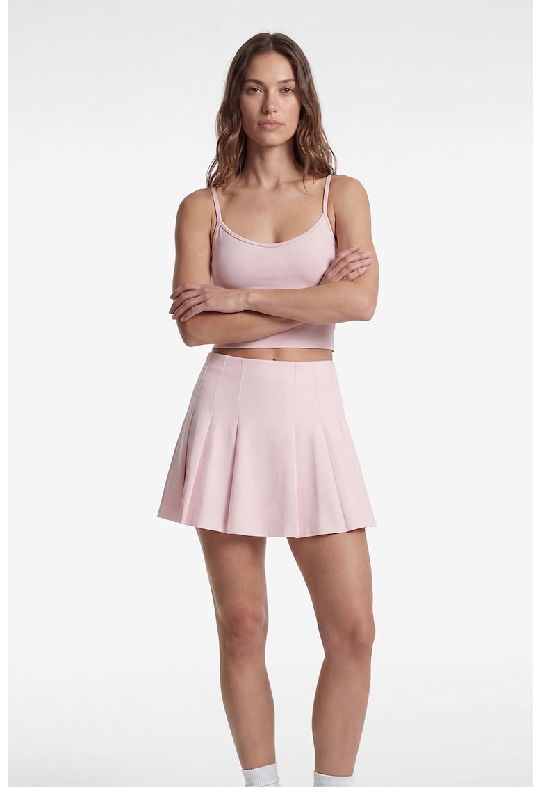 Fusta evazata cu pantaloni scurti pe interior - Roz deschis