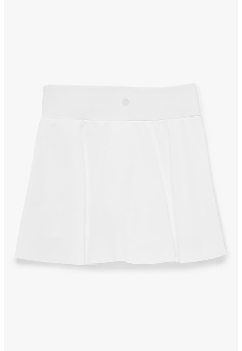 Fusta cu pliuri si pantaloni scurti pe interior - Alb
