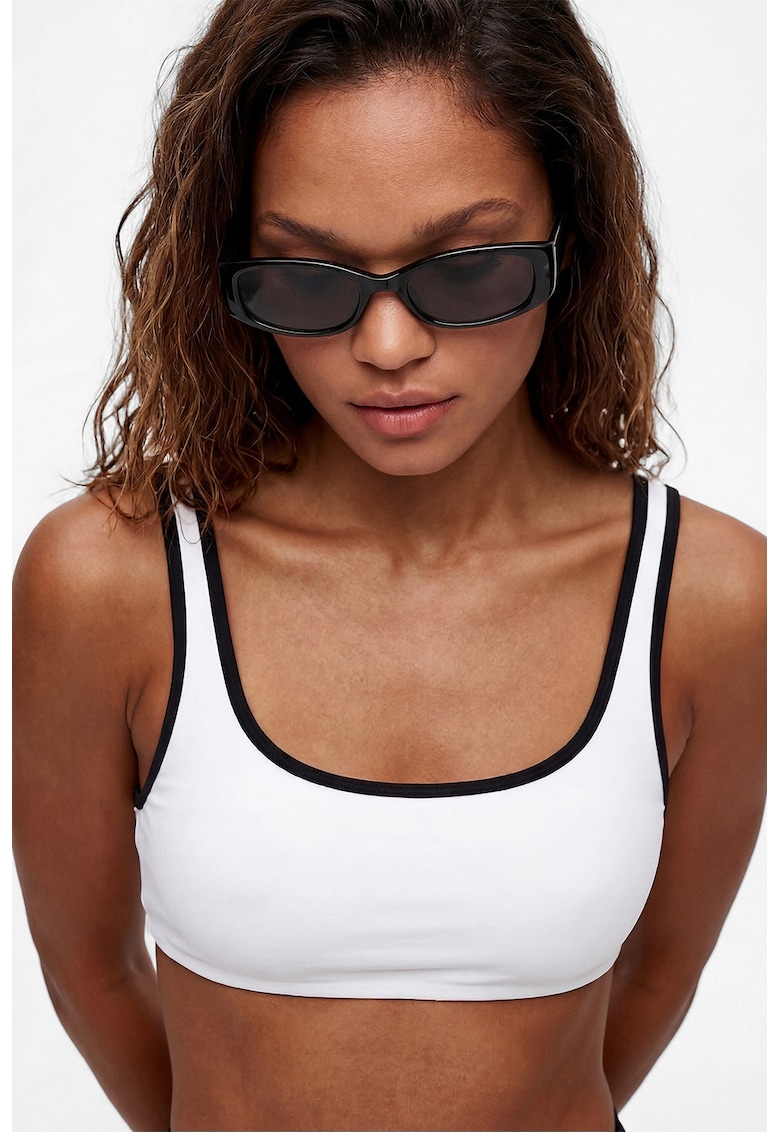 Bustiera de baie uni - Negru/Alb optic