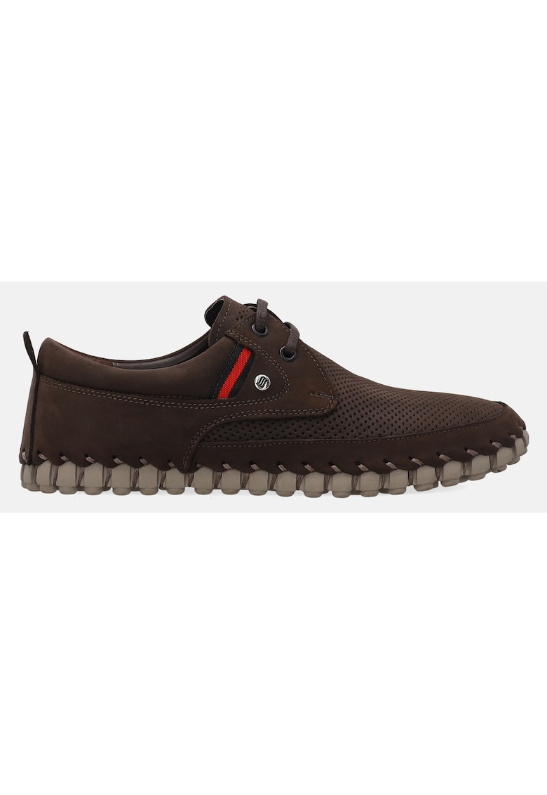 Pantofi din piele nabuc cu perforatii