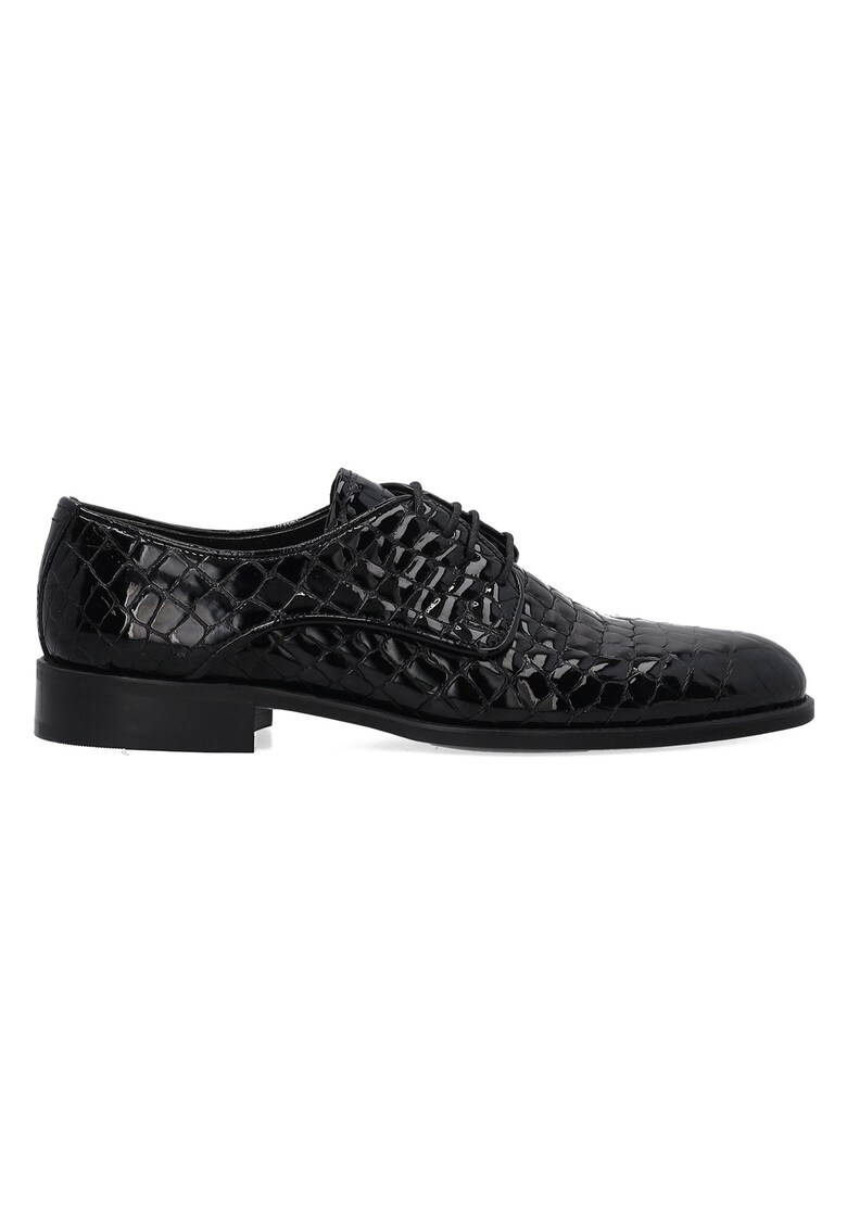 Pantofi eleganti din piele lacuita cu motiv mock croc