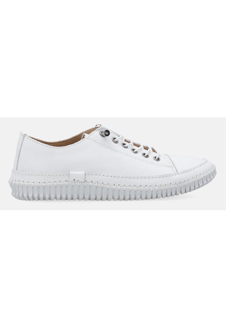 Pantofi sport din piele naturala cu profil jos si sireturi elastice