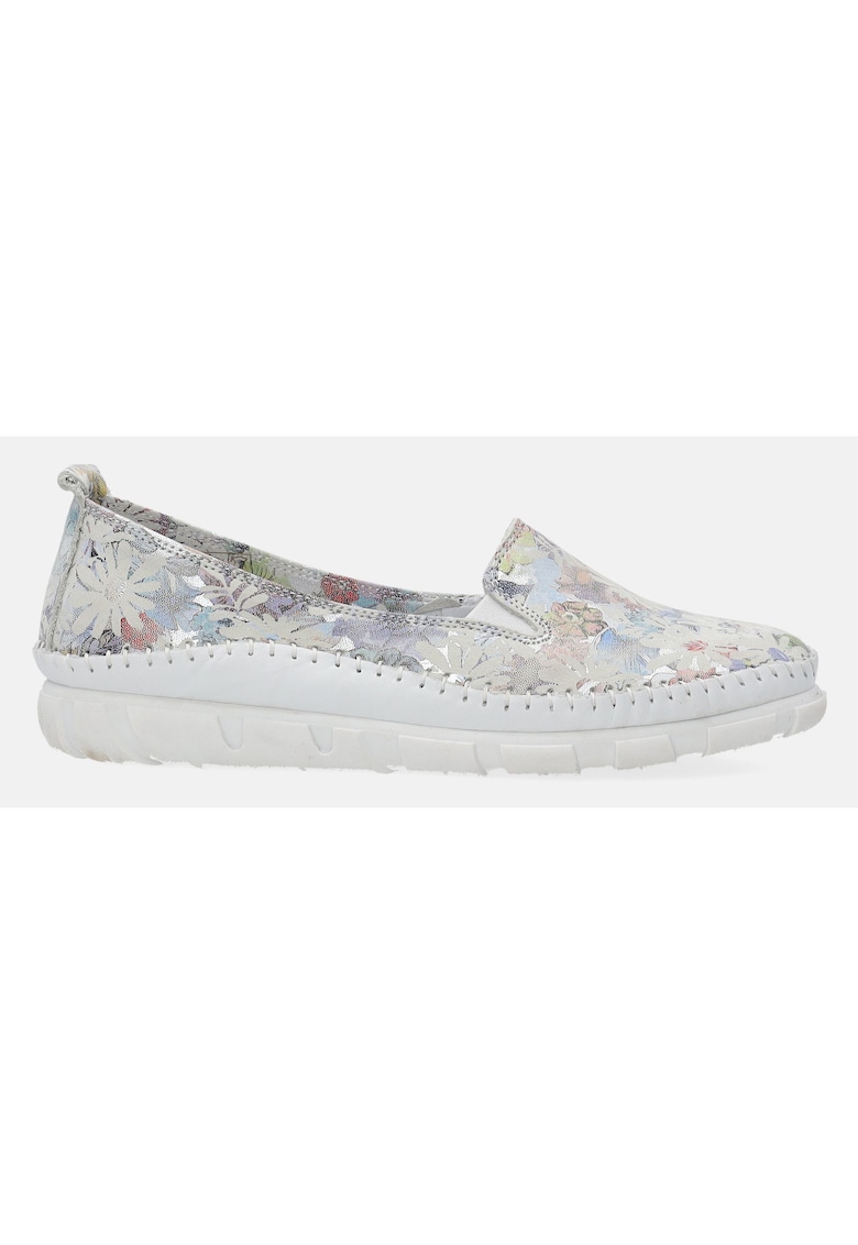 Mocasini din piele nubuc cu model floral
