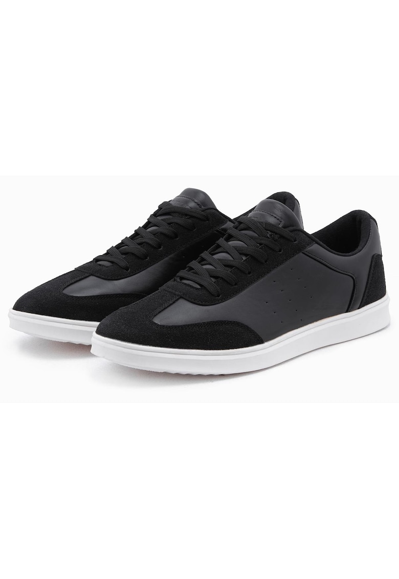 Sneakers sportivi cu detalii din piele ecologica si stil retro - Negru