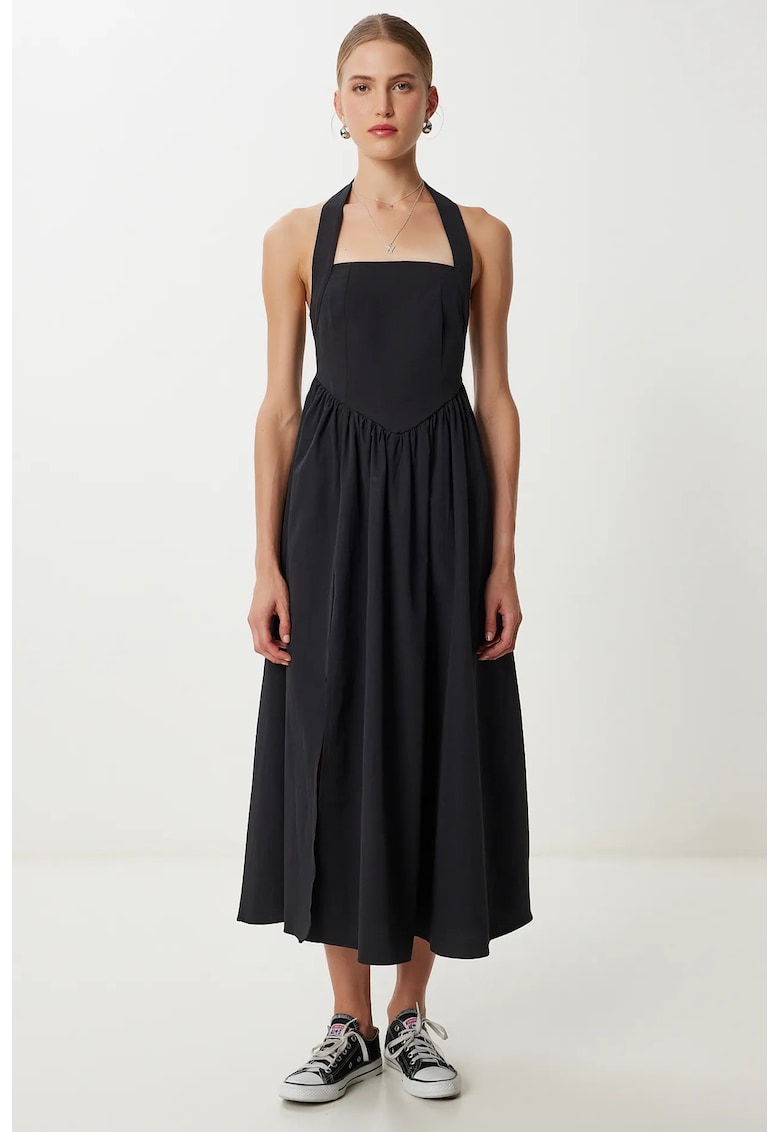 Rochie midi din amestec de bumbac