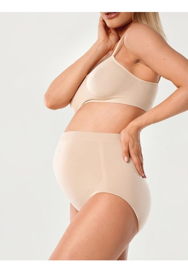 Chiloti microfibra fara cusaturi gravide Bella Mama - Natural