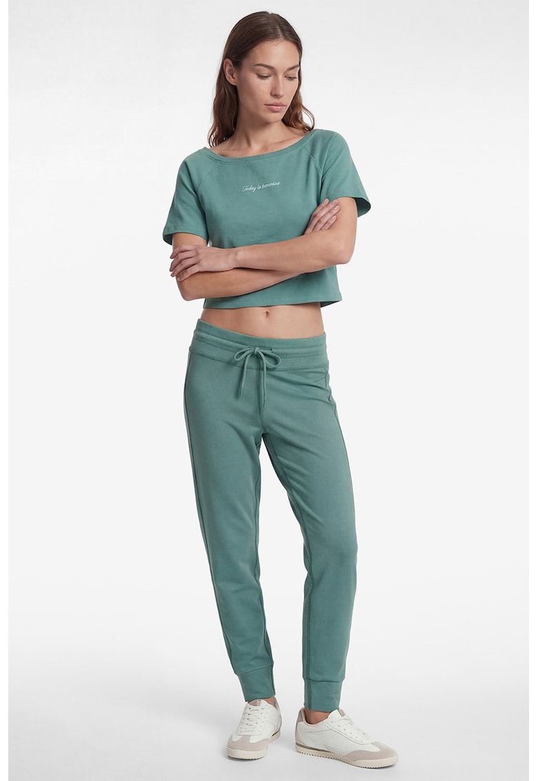 Colanti cu talie inalta si snur - Verde smarald