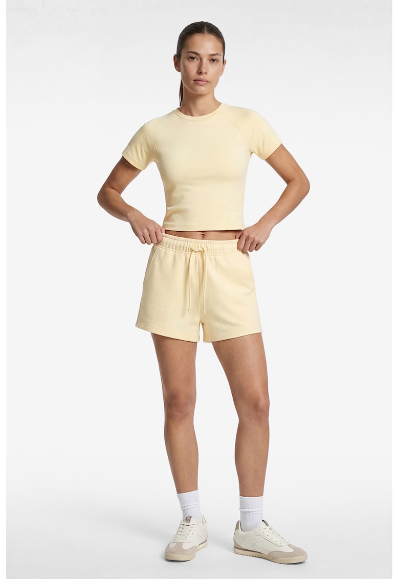 Pantaloni scurti striati cu snur - Galben deschis