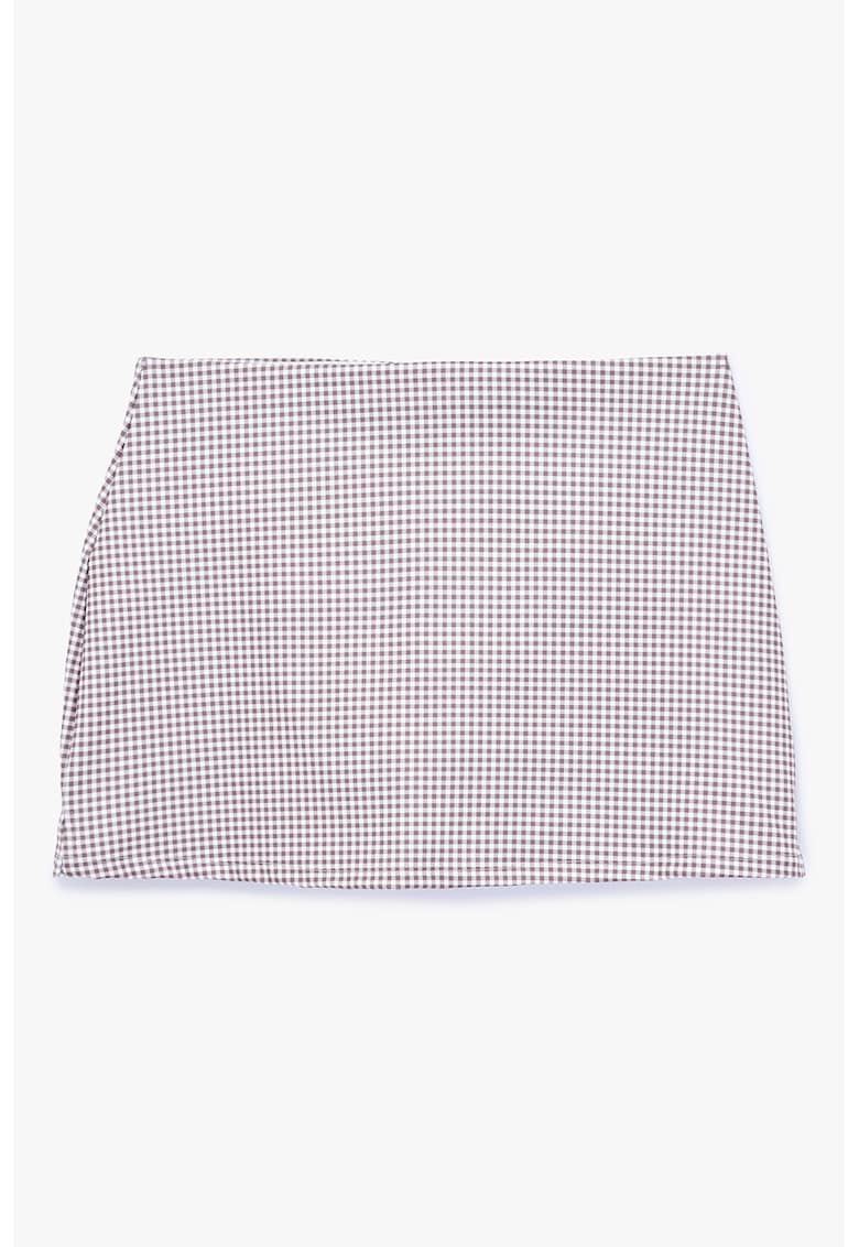 Fusta in carouri cu model 2 in 1 - Alb/Violet pruna