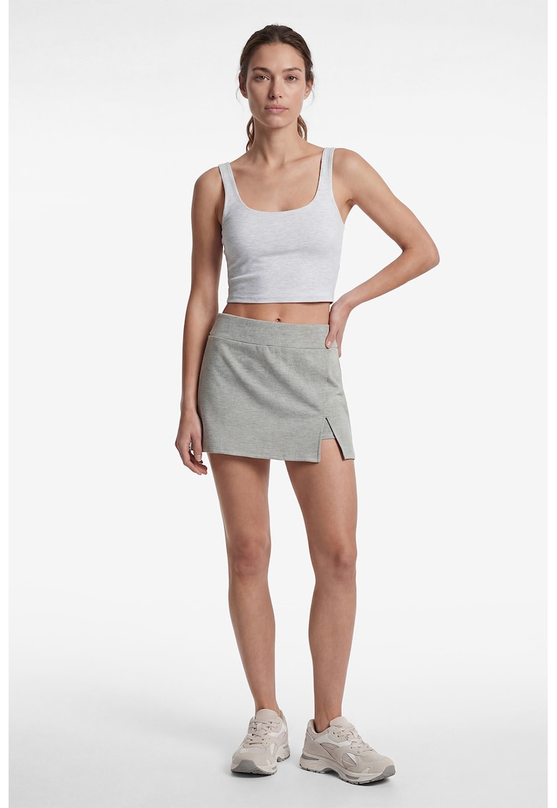 Fusta din amestec de modal cu pantaloni scurti pe interior - Gri melange