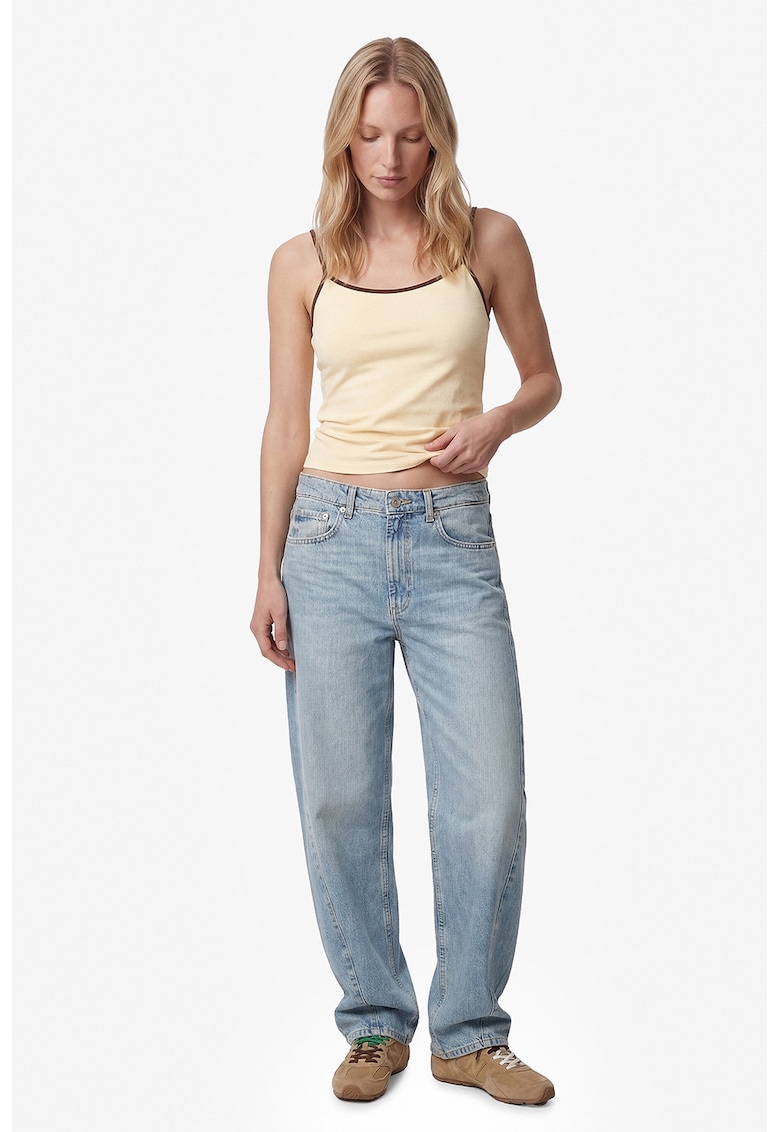 Top crop cu croiala slim-fit si bretele inguste - Maro inchis/Crem