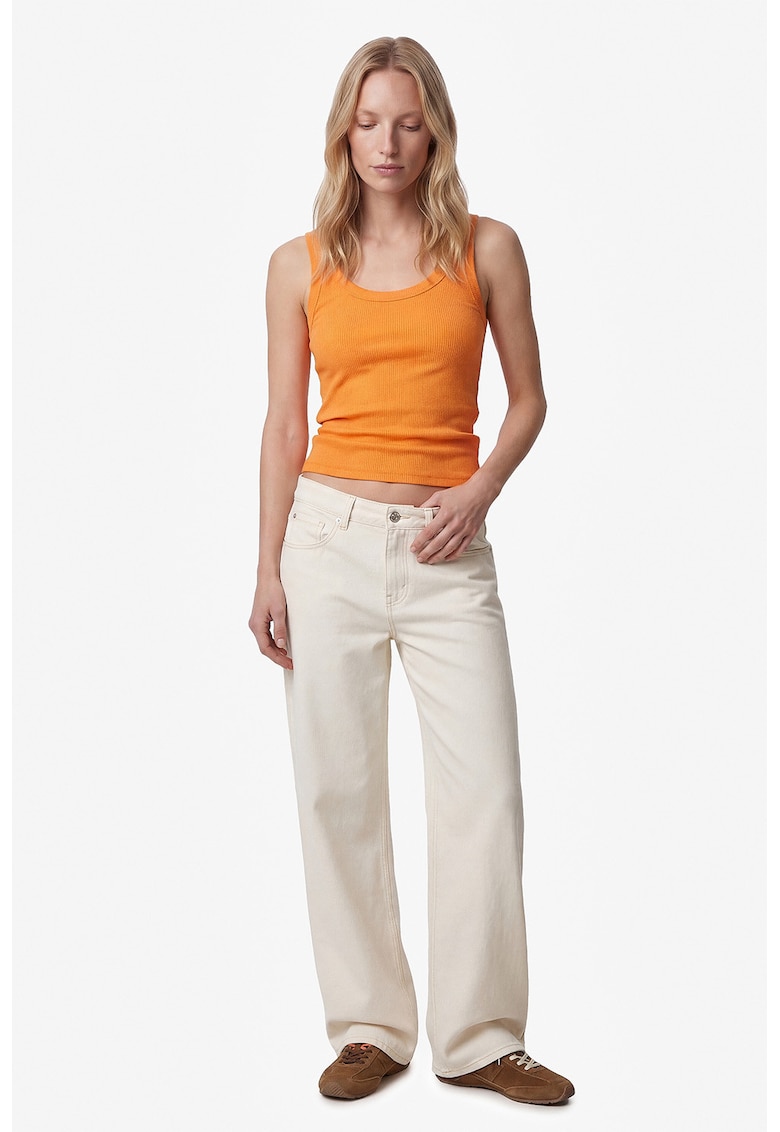 Top slim-fit cu model uni - Portocaliu