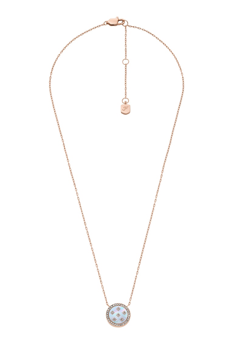 Colier din otel inoxidabil cu pandantiv decorat cu Mother of Pearl - Bronz/Argintiu
