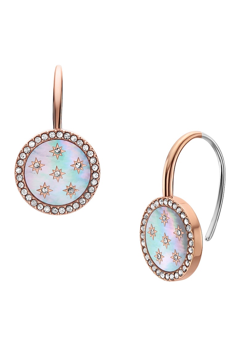 Cercei din otel inoxidabil cu Mother of Pearl - Bronz/Argintiu