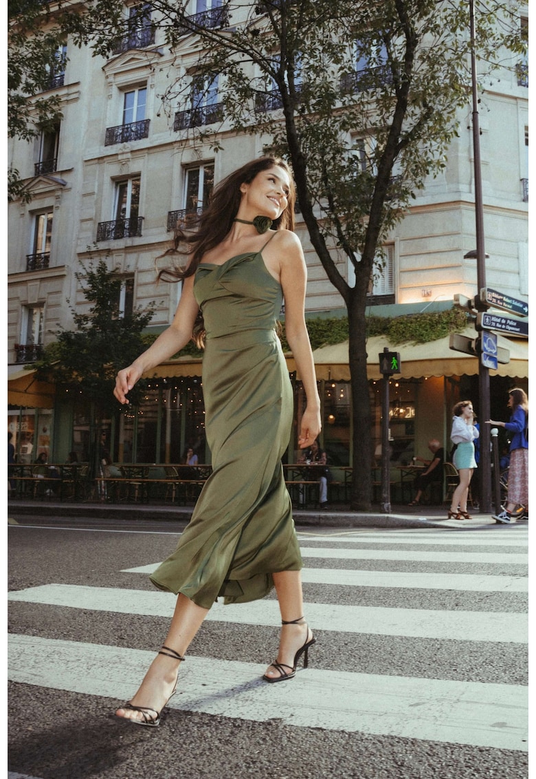 Rochie Midi Satinata - Verde - Venus - Verde