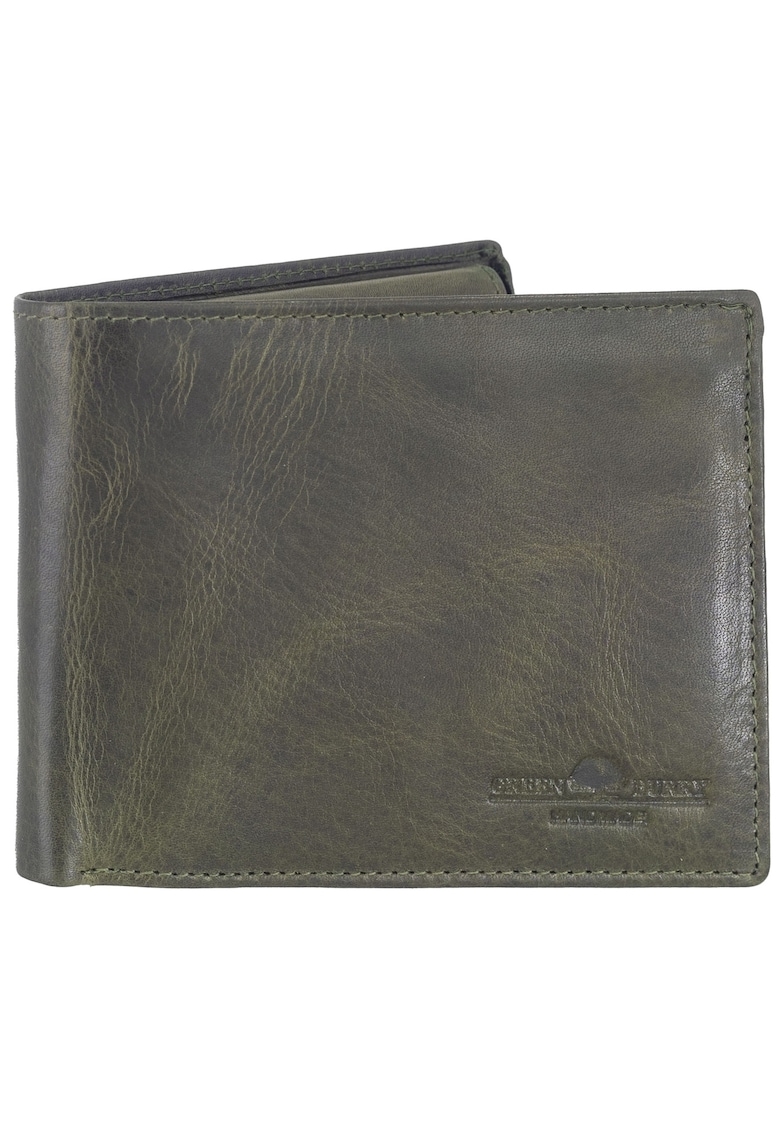 Portofel barbati piele naturala verde 12 x 9.5 x 2 cm - Newport -