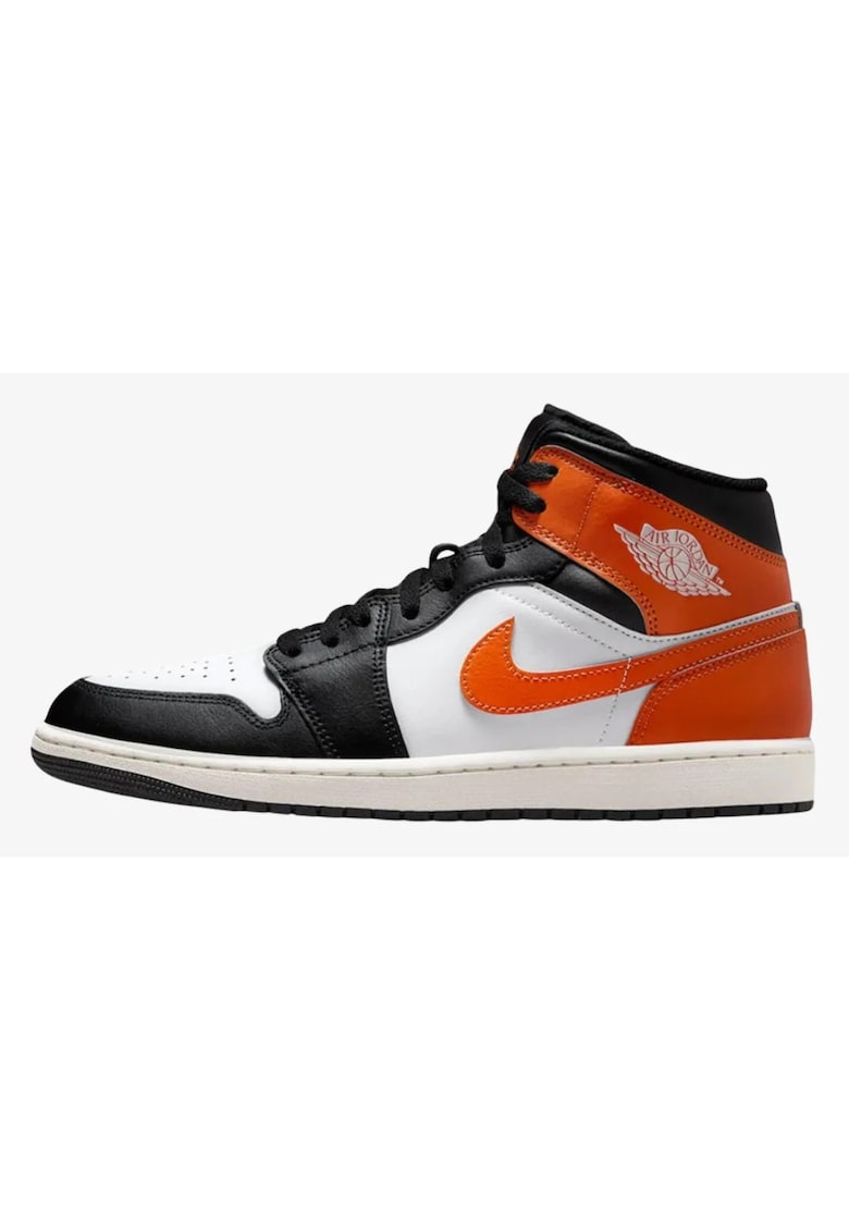 Pantofi sport barbati - Jordan 1 Mid ""Black Toe Starfish"" - Alb/Negru/Portocaliu