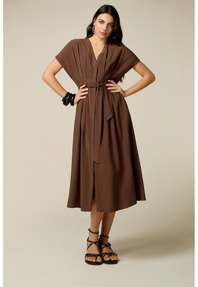 Rochie-camasa midi cu cordon in talie - Maro Siena
