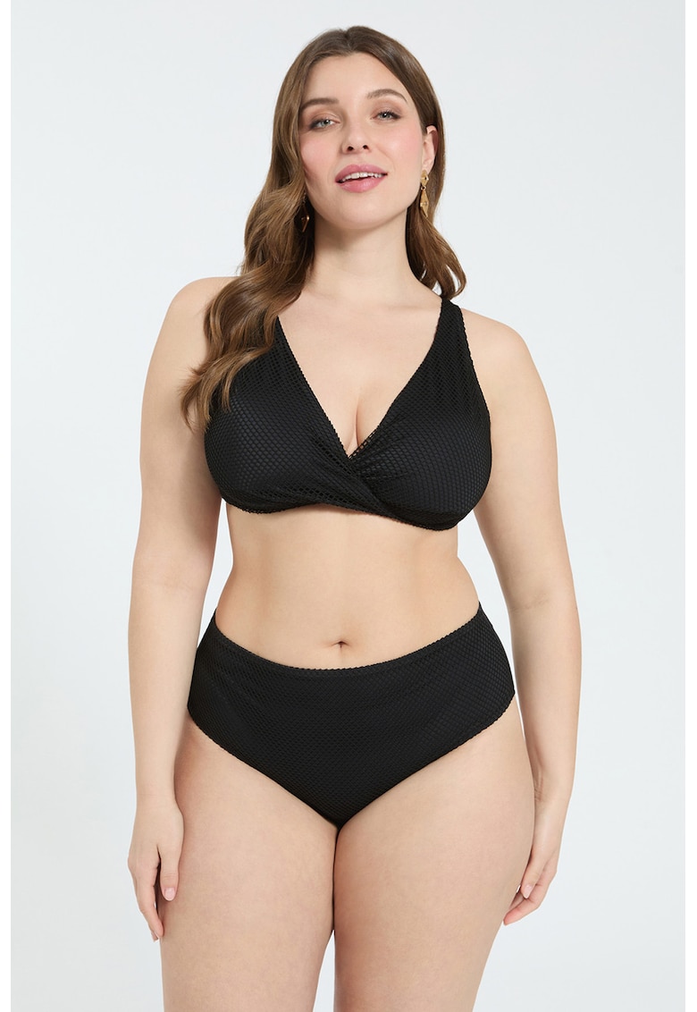 Costum de baie in doua piese cu model uni - Negru