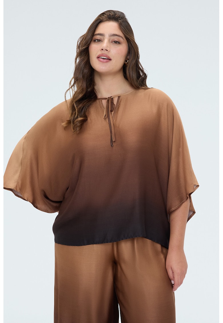 Bluza din satin cu aspect in degrade - Maro