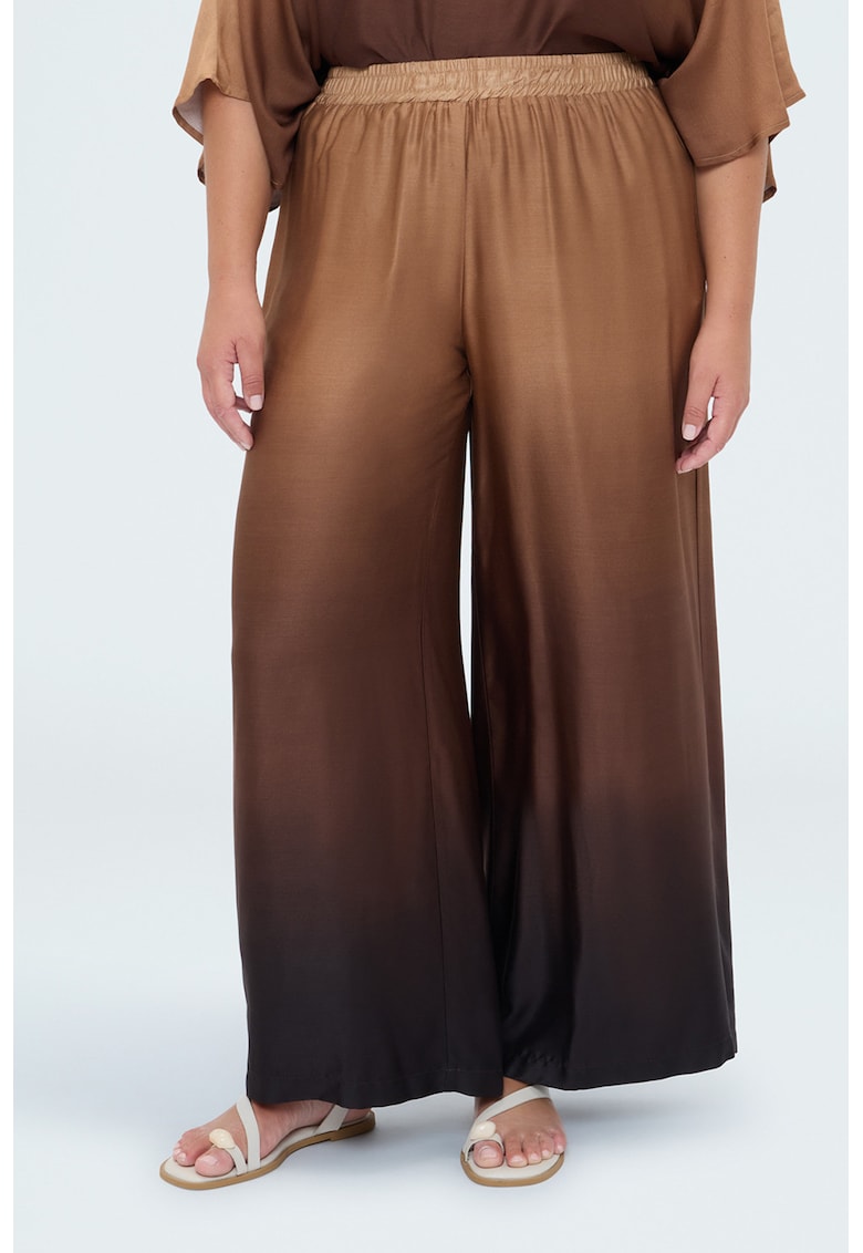 Pantaloni cu croiala ampla si aspect in degrade - Maro