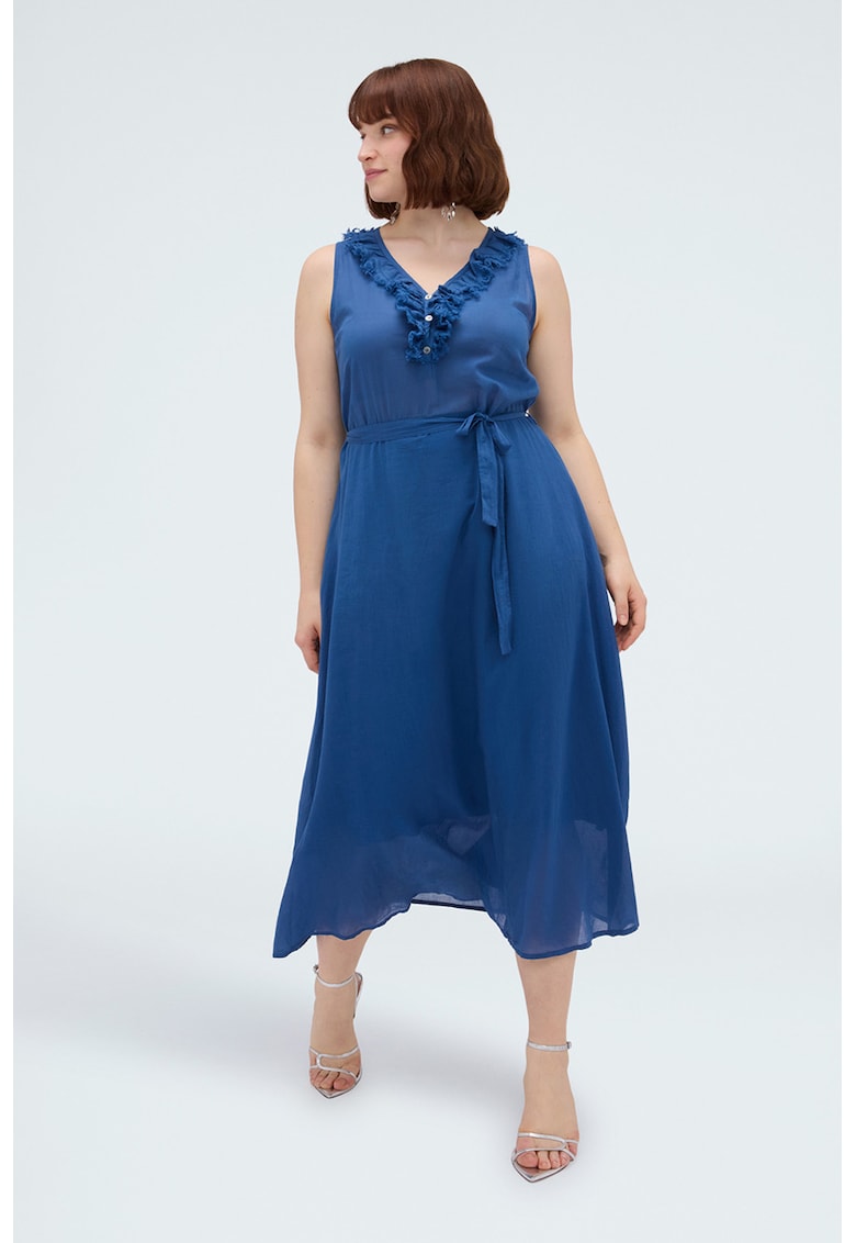 Rochie vaporoasa cu cordon in talie - Albastru cobalt