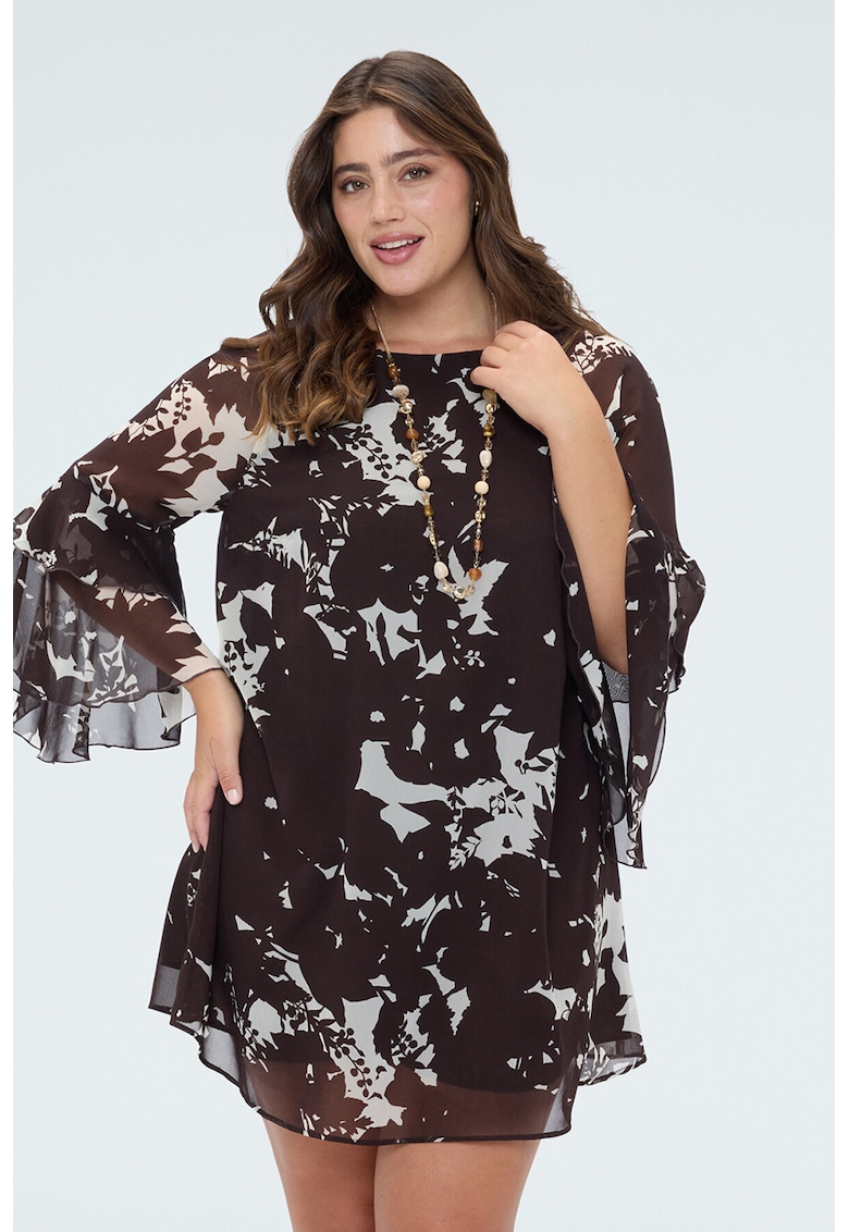 Rochie vaporoasa cu imprimeu grafic - Negru/Alb murdar