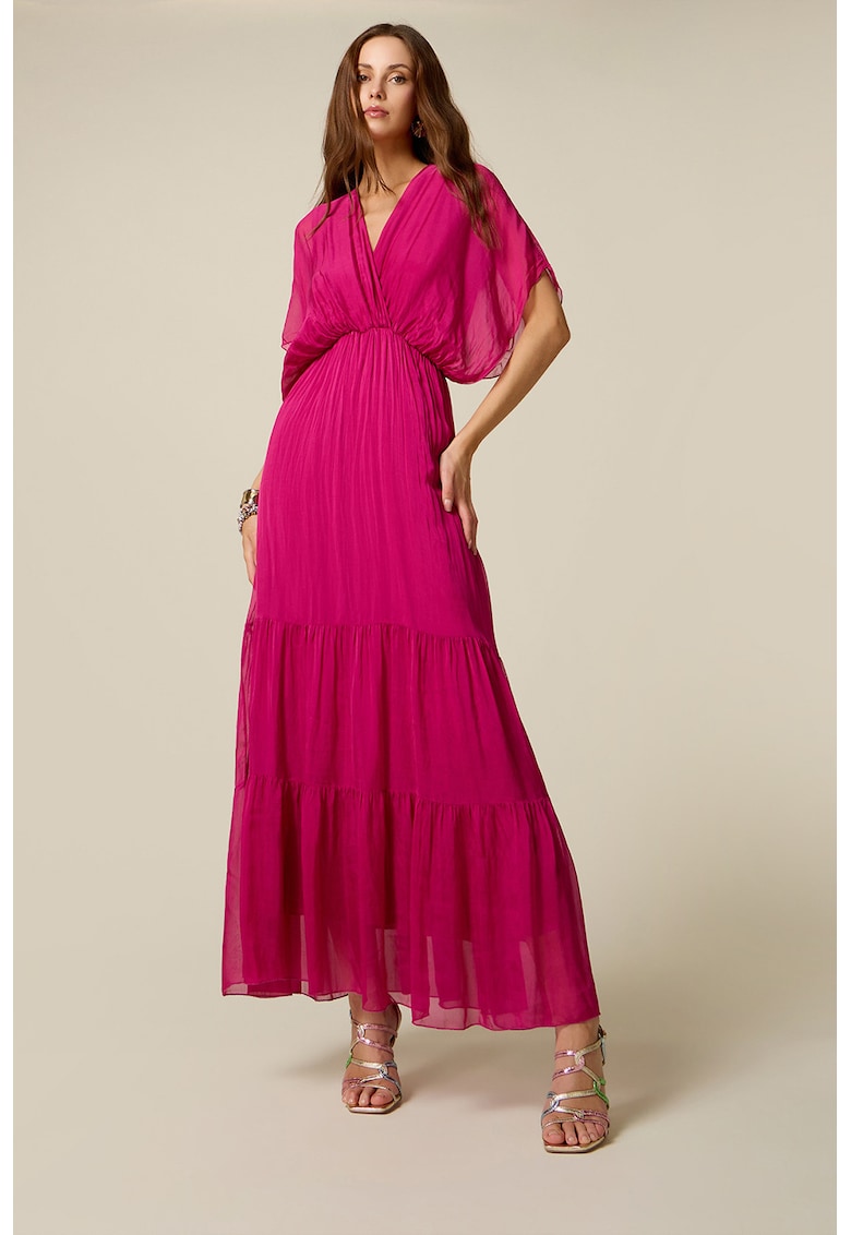 Rochie stratificata din amestec de matase - Fucsia