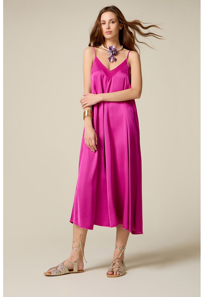 Rochie lejera cu decolteu in V - Fucsia