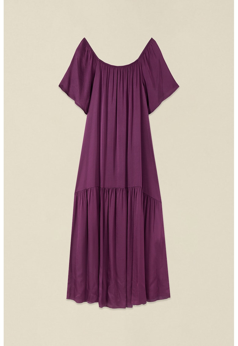 Rochie lejera cu decolteu pe umeri - Violet pruna