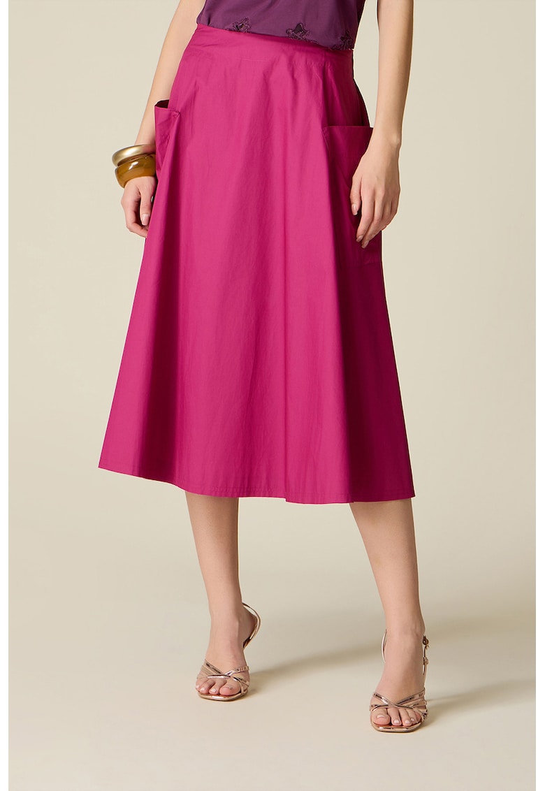 Fusta midi cu buzunare - Fucsia