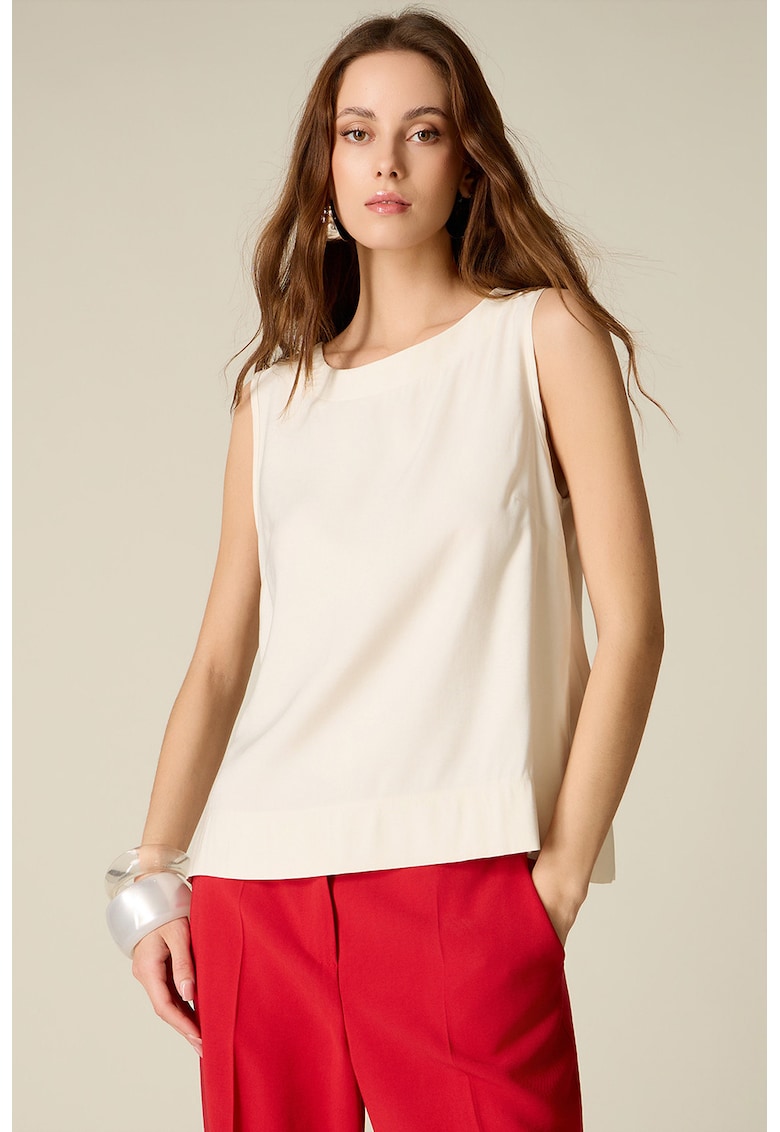 Bluza uni fara maneci - Ecru