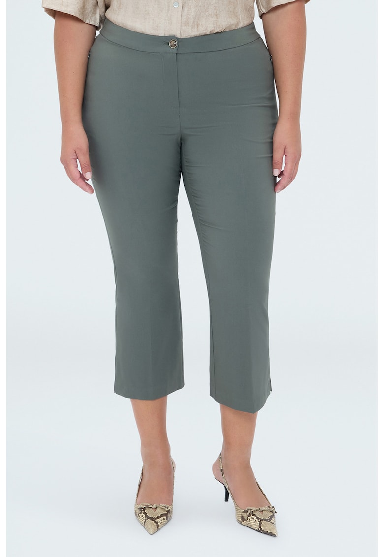 Pantaloni capri cu model uni - Albastru teal