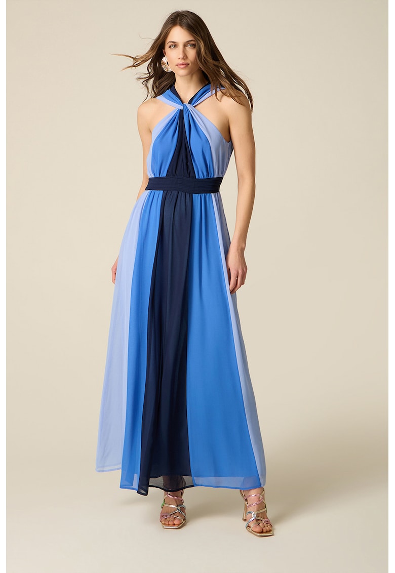 Rochie maxi cu croiala evazata - fara maneci - Albastru