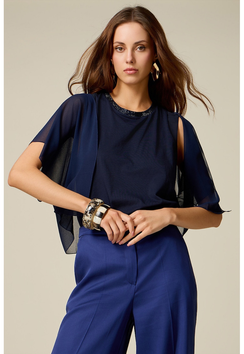 Poncho scurt semitransparent - Bleumarin
