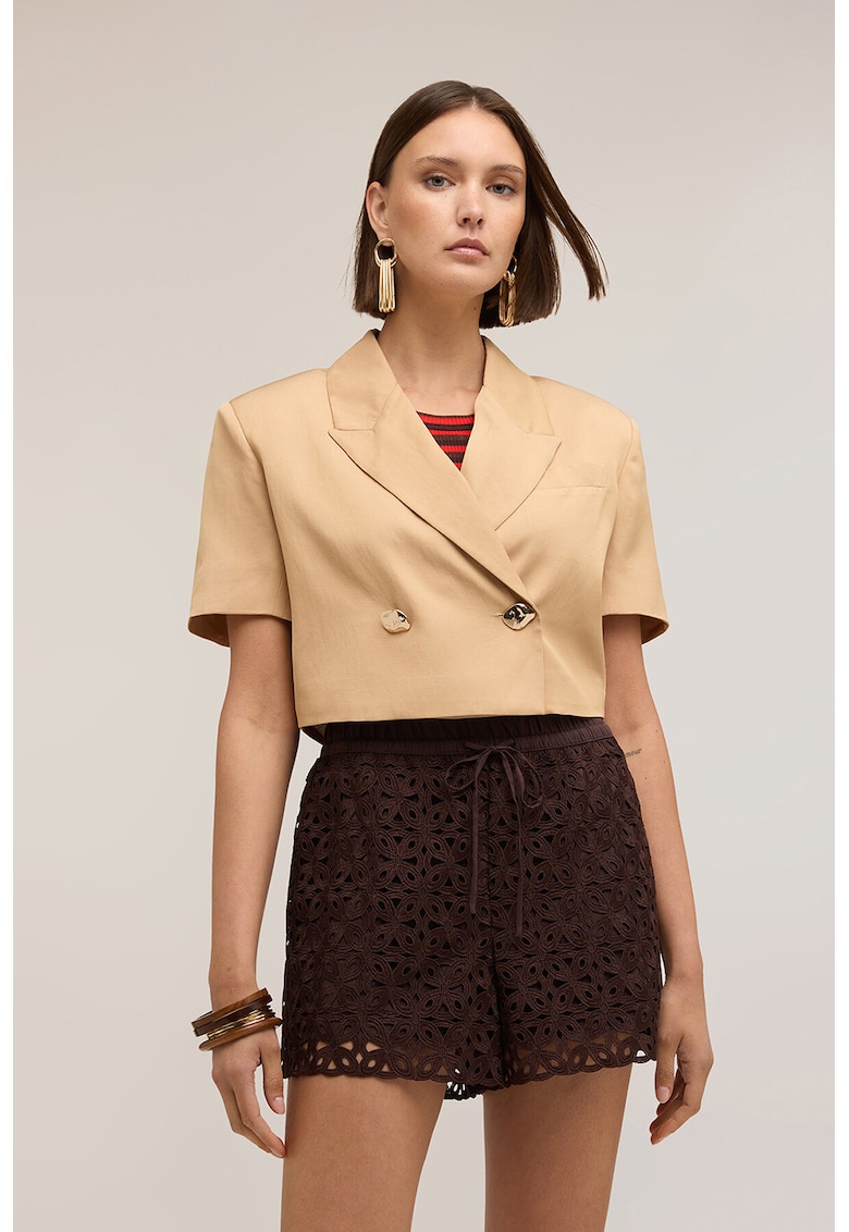 Sacou crop cu maneci scurte - Portocaliu deschis