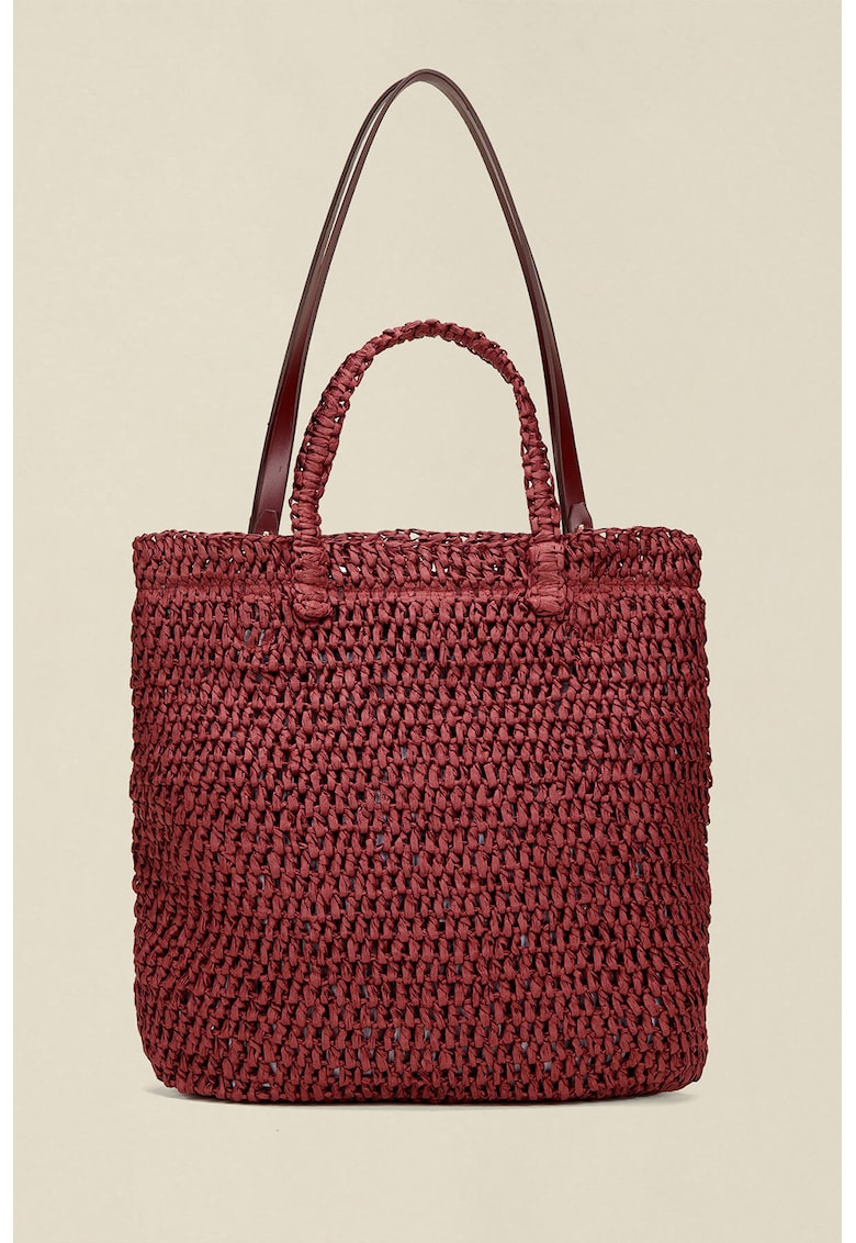 Geanta shopper cu garniturid in piele ecologica - Visiniu