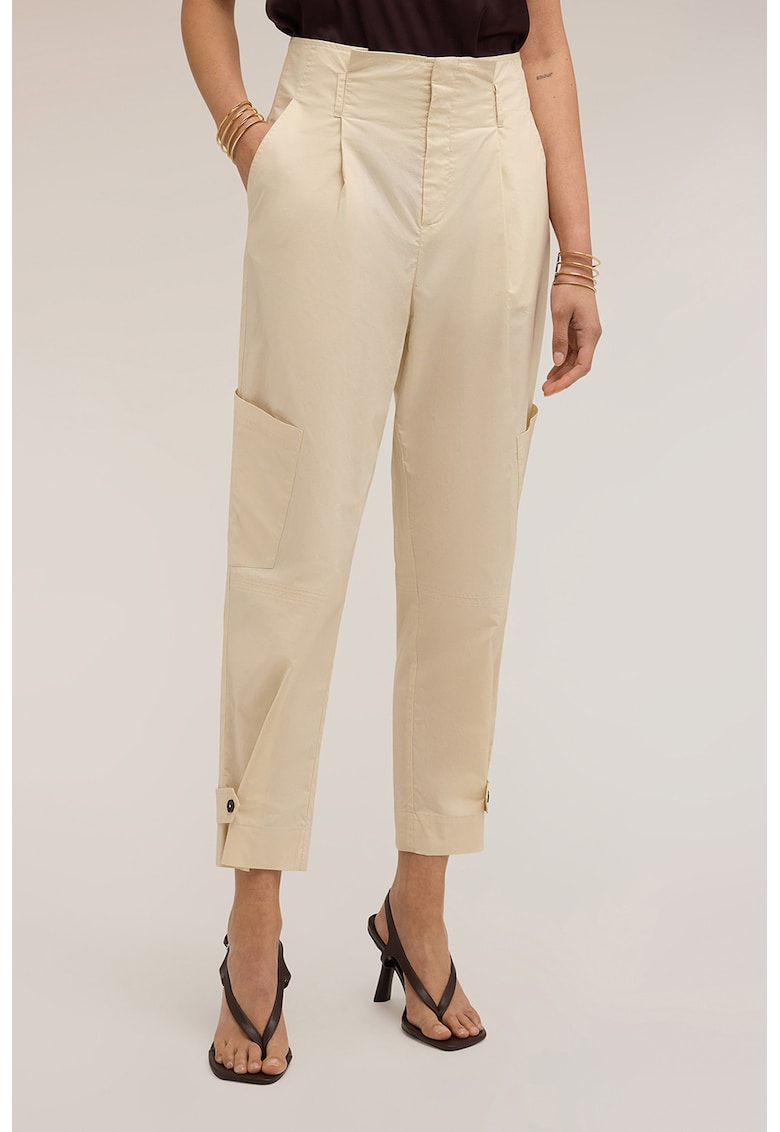 Pantaloni din bumbac cu buzunare multiple - Bej