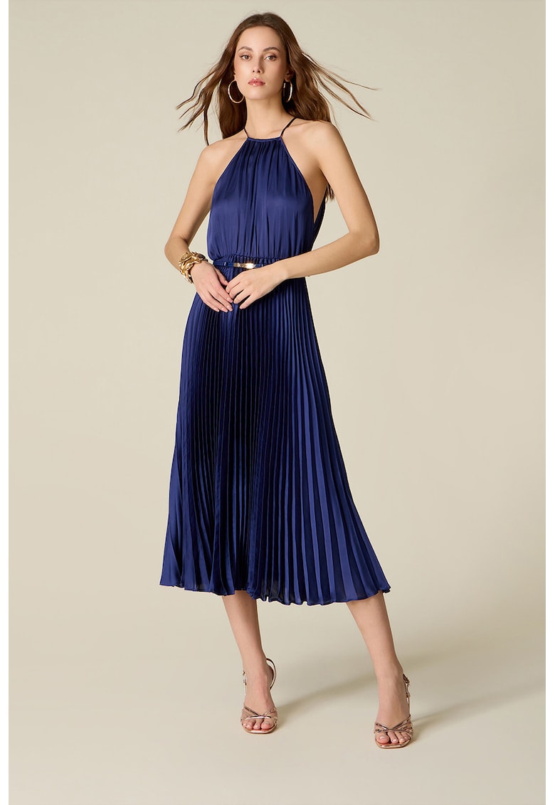 Rochie cu decolteu halter - Albastru inchis