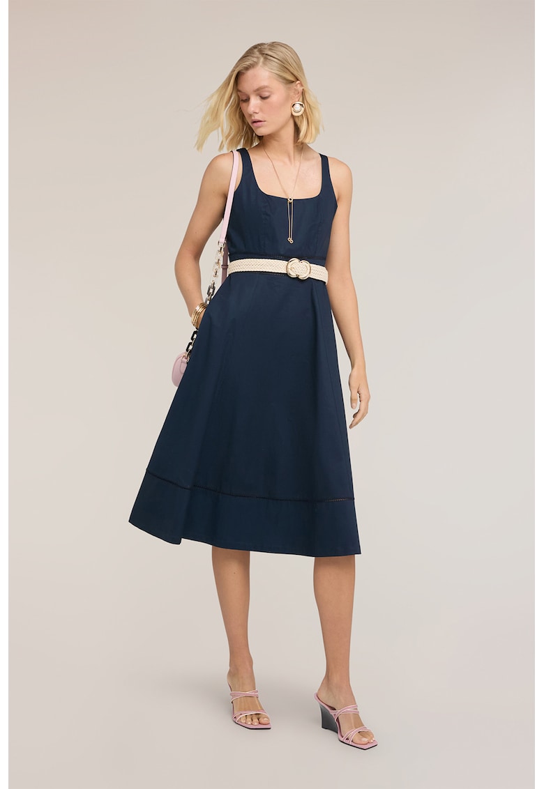 Rochie midi cu croiala evazata - Albastru oceanic