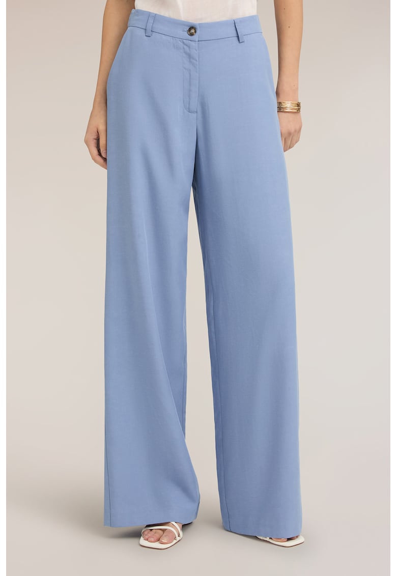 Pantaloni din amestec de lyocell cu croiala ampla - Albastru pastel