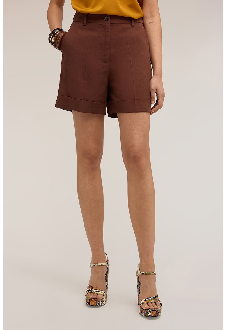 Pantaloni scurti chino din lyocell si in - Maro cognac