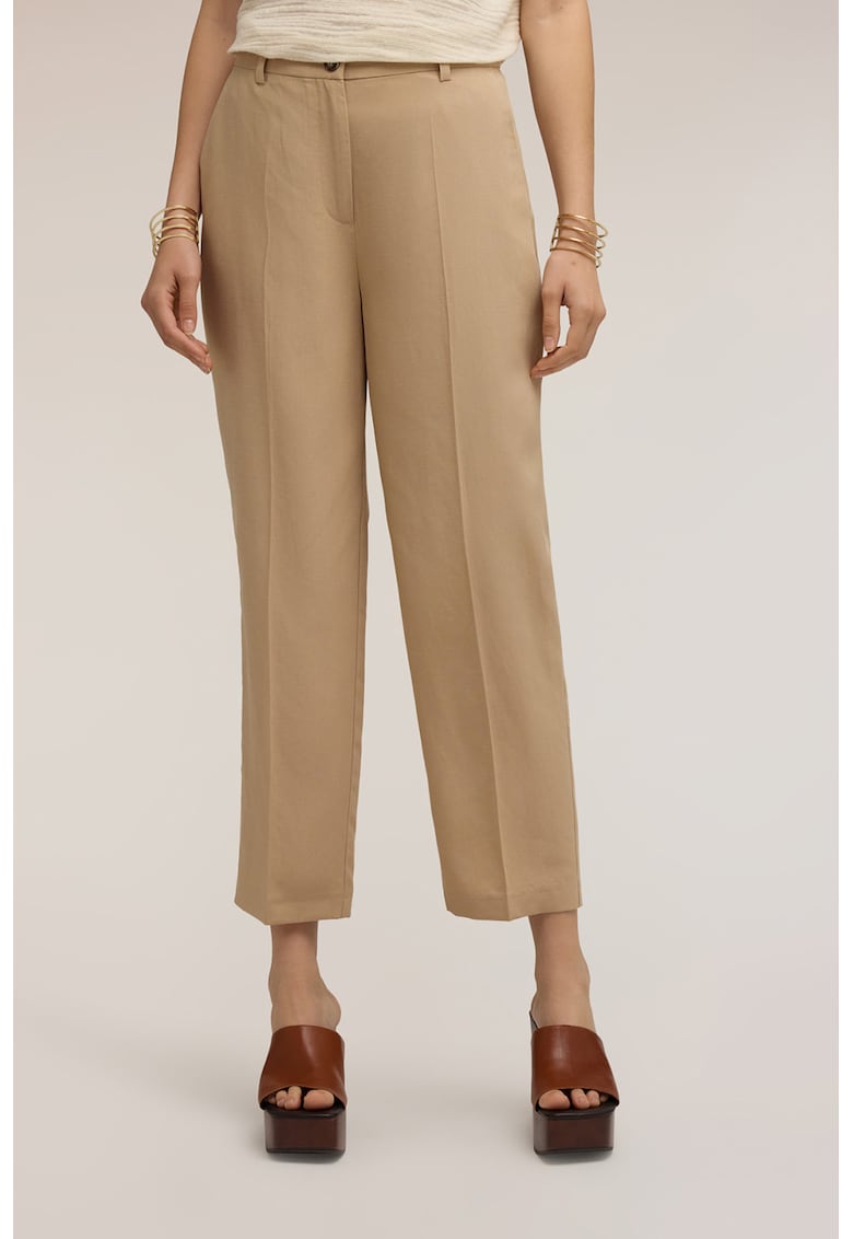 Pantaloni crop regular fit - Bej inchis
