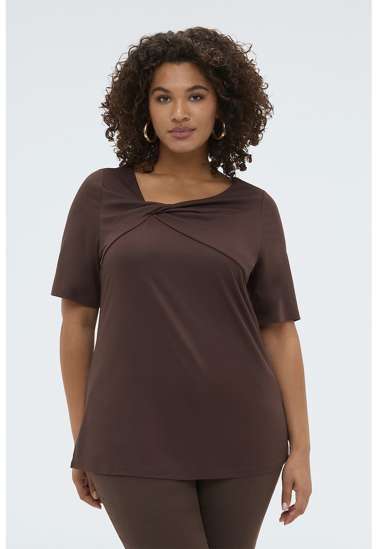 Tricou cu detaliu cu nod - Maro inchis